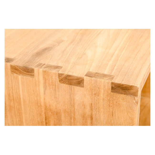Mesita de noche Es Talaier en madera de teca natural con cajón central| bosco