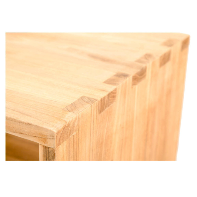 Mesita de noche Es Talaier en madera de teca natural con cajón central| bosco
