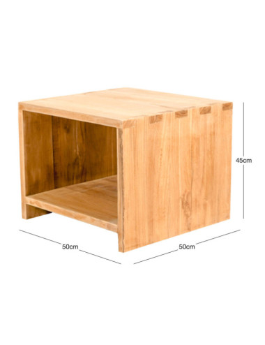 Mesita de noche Es Talaier en madera de teca natural con cajón central| bosco