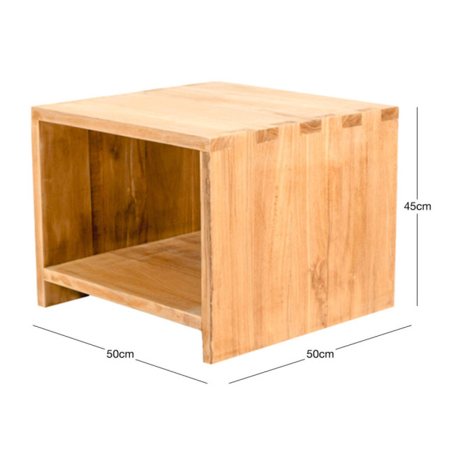 Mesita de noche Es Talaier en madera de teca natural con cajón central| bosco