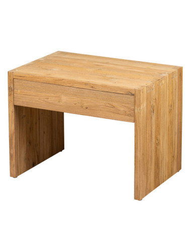 RT-1291A MESITA DE NOCHE BASIC 1 CAJON, TECA RECICLADA ACABADO SEMI RUSTICO.