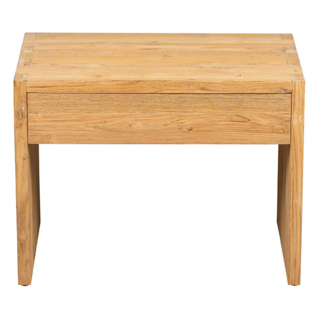 RT-1291A MESITA DE NOCHE BASIC 1 CAJON, TECA RECICLADA ACABADO SEMI RUSTICO.