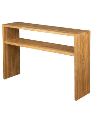 MESA CONSOLA BINIDALI DE MADERA DE TECA ACABADO LIJADO FINO