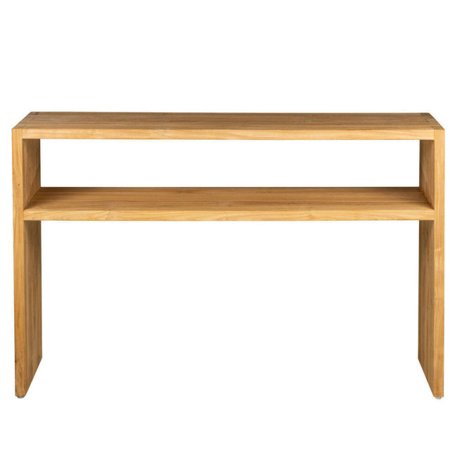 MESA CONSOLA BINIDALI DE MADERA DE TECA ACABADO LIJADO FINO