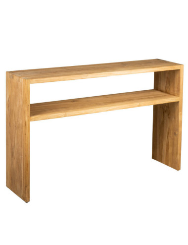 MESA CONSOLA BINIDALI DE MADERA DE TECA ACABADO LIJADO FINO