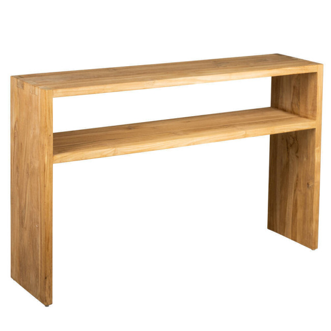 MESA CONSOLA BINIDALI DE MADERA DE TECA ACABADO LIJADO FINO