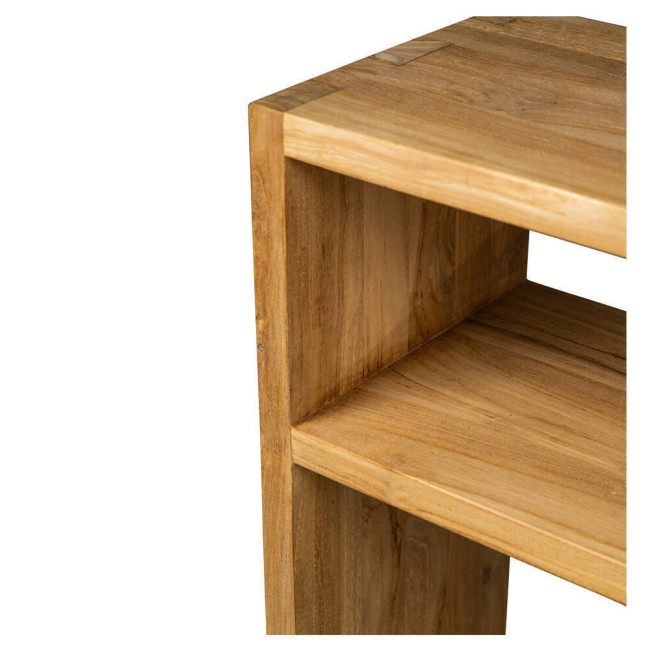 MESA CONSOLA BINIDALI DE MADERA DE TECA ACABADO LIJADO FINO