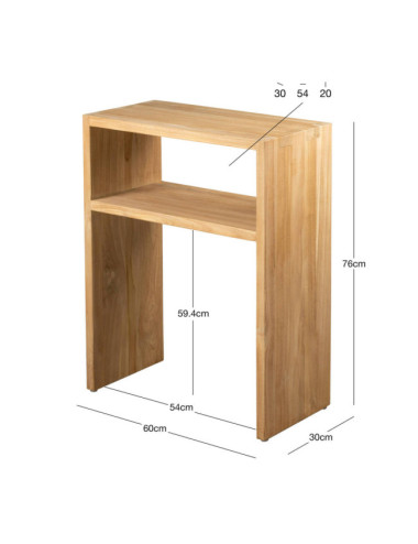 MESA CONSOLA BINIDALI DE MADERA DE TECA ACABADO LIJADO FINO