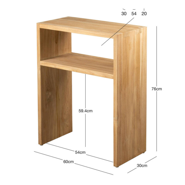 MESA CONSOLA BINIDALI DE MADERA DE TECA ACABADO LIJADO FINO