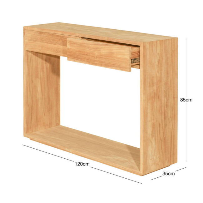 RT-1052A CONSOLA 2 CAJONES BINANCOLLA DE 120 X 35 X 85H. MADERA TECA