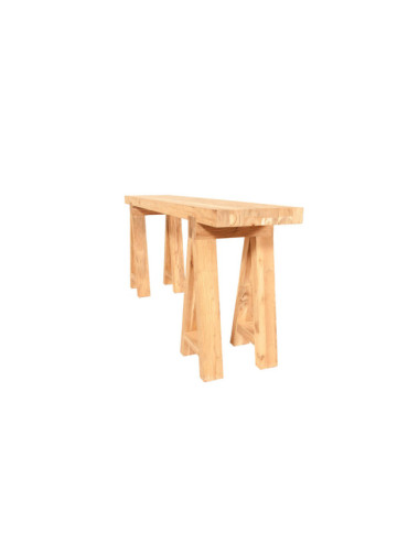Consola Binigaus en madera de teca reciclada rasgada con soporte tipo caballete | bosco