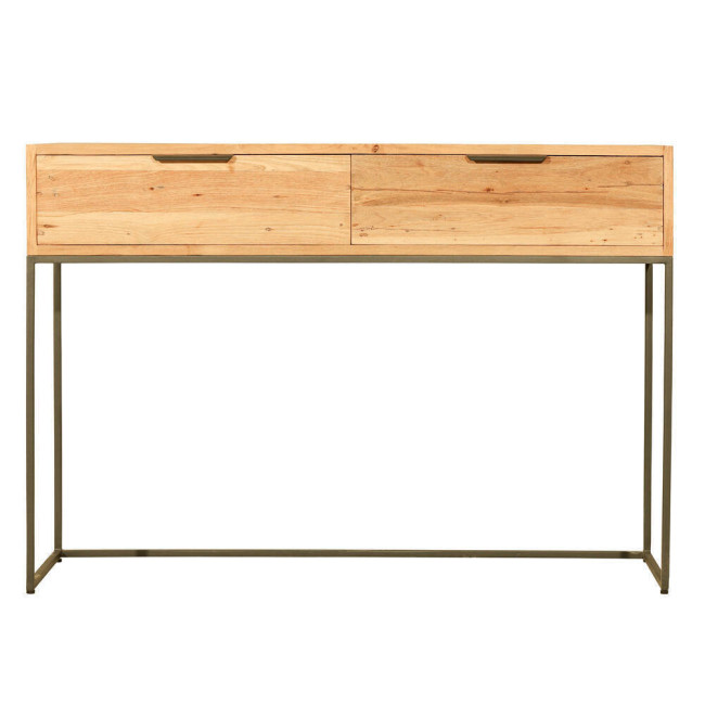 RT-1154A CONSOLA BINIMEL.LA DE 2 CAJONES DE 120 X 35 X 85H. MADERA DE TECA RECICLADA RASGADO