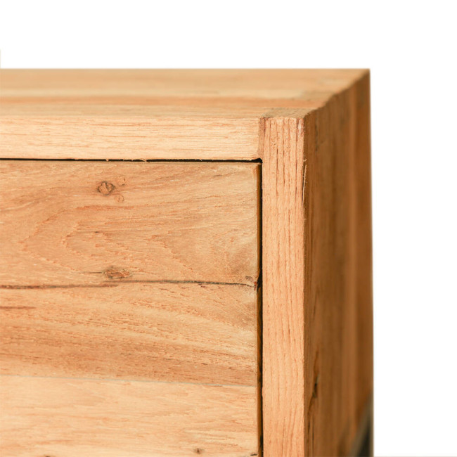 RT-1154A CONSOLA BINIMEL.LA DE 2 CAJONES DE 120 X 35 X 85H. MADERA DE TECA RECICLADA RASGADO