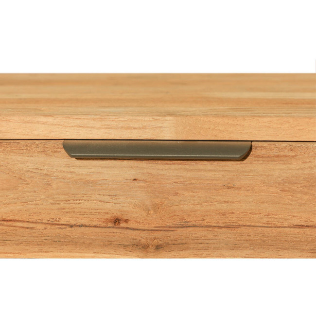 RT-1154A CONSOLA BINIMEL.LA DE 2 CAJONES DE 120 X 35 X 85H. MADERA DE TECA RECICLADA RASGADO
