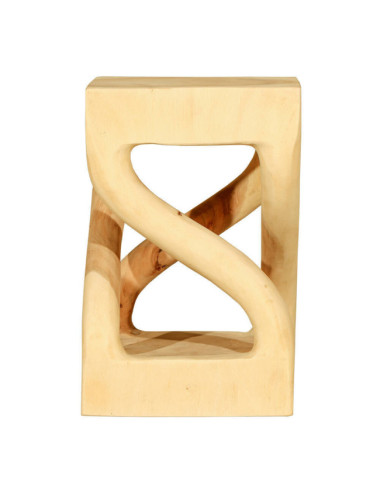 TABURETE TALLADO EN S EN MADERA DE SUAR DE 30 X 30 X 45H.
