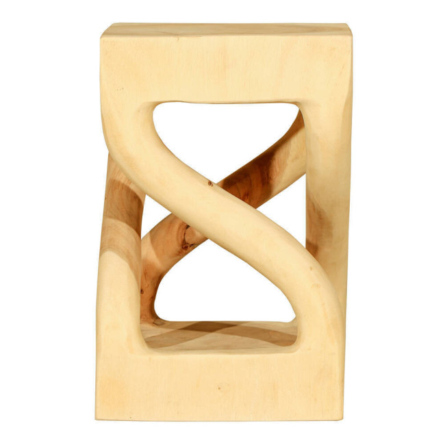 TABURETE TALLADO EN S EN MADERA DE SUAR DE 30 X 30 X 45H.