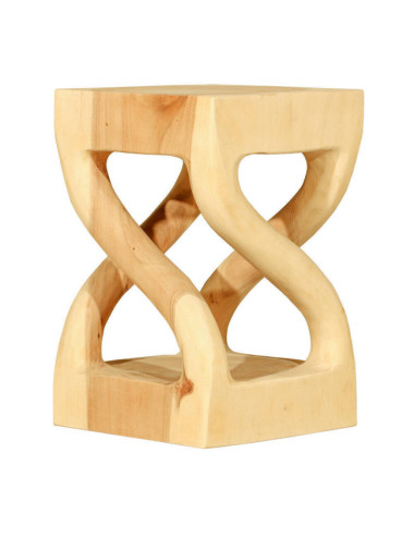 TABURETE TALLADO EN S EN MADERA DE SUAR DE 30 X 30 X 45H.