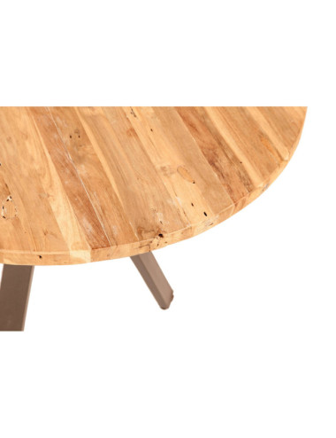 RT-1157A MESA COMEDOR S'ERMITA DE 120Ø X 76H. TECA OBAT LIJADO FINO CON PATAS HIERRO NEGRO.