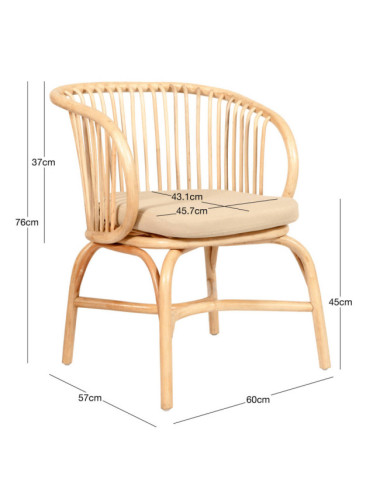 Silla Es Murtar fabricada en bambú acabado natural | bosco