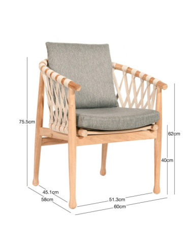 Silla Roca en madera maciza de teca natural acabado fino | bosco