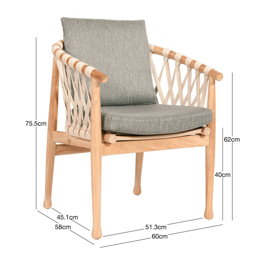 Silla Roca en madera maciza de teca natural acabado fino | bosco