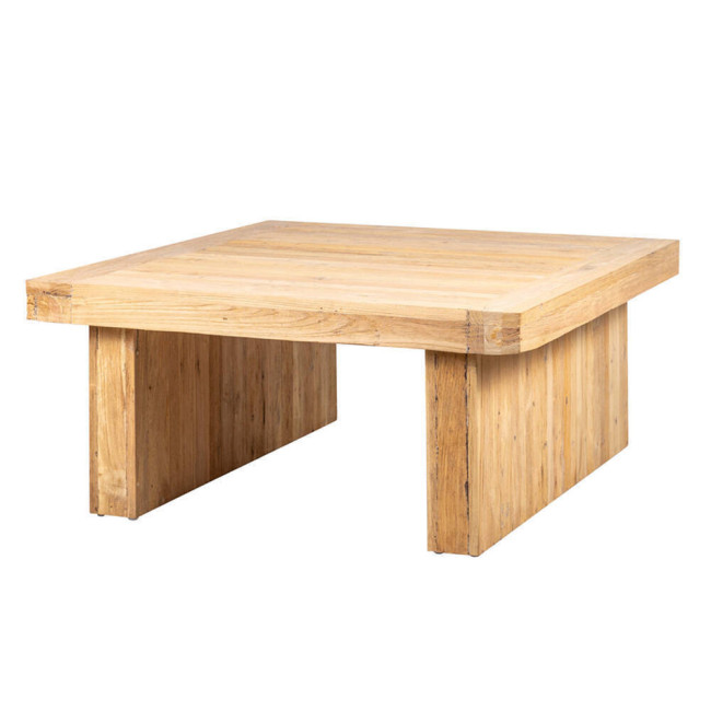 RT-59B MESA CENTRO FUSTAM DE 100X100X45H TECA RECICLADA ACABADO SEMI RUSTICO