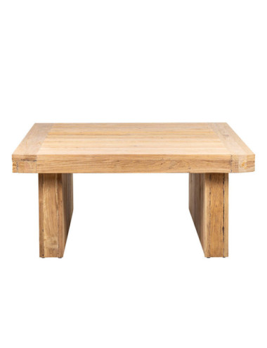 RT-59B MESA CENTRO FUSTAM DE 100X100X45H TECA RECICLADA ACABADO SEMI RUSTICO