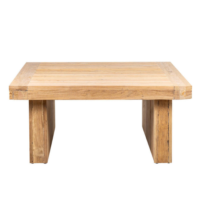 RT-59B MESA CENTRO FUSTAM DE 100X100X45H TECA RECICLADA ACABADO SEMI RUSTICO