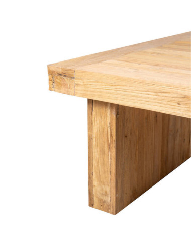RT-59B MESA CENTRO FUSTAM DE 100X100X45H TECA RECICLADA ACABADO SEMI RUSTICO