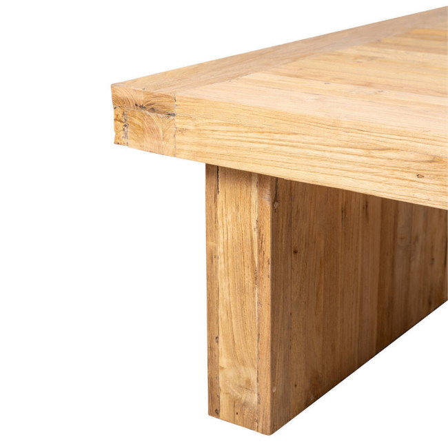 RT-59B MESA CENTRO FUSTAM DE 100X100X45H TECA RECICLADA ACABADO SEMI RUSTICO