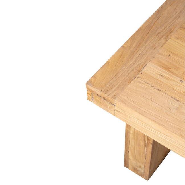 RT-59B MESA CENTRO FUSTAM DE 100X100X45H TECA RECICLADA ACABADO SEMI RUSTICO