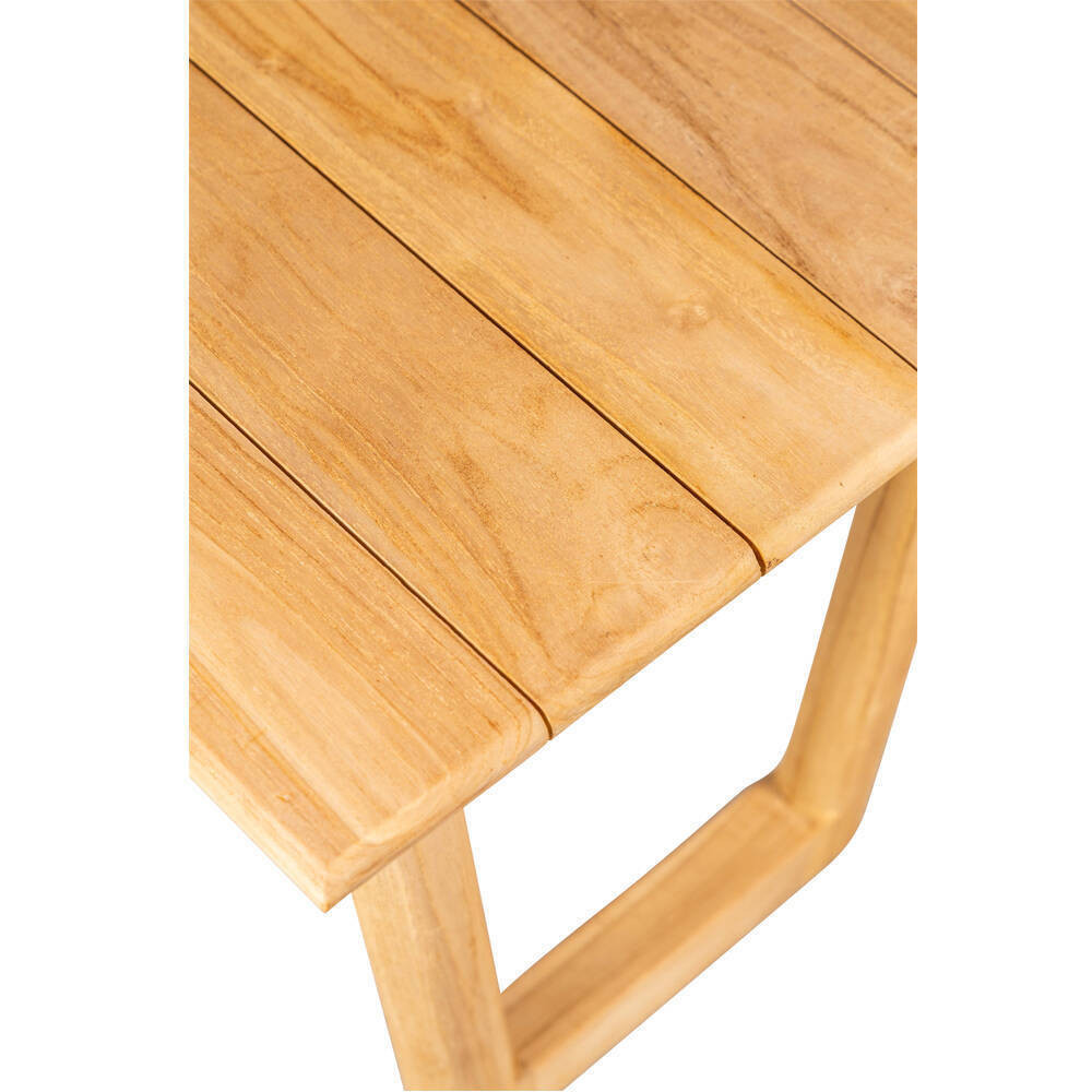 La mesa Alga en madera de teca lijado fino. Mesa que combina diseño y elegancia.