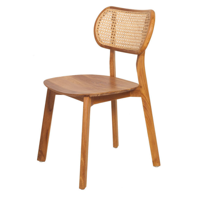 Silla la MOLA en madera maciza de teca y ratán natural acabado fino | bosco