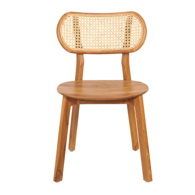 Silla la MOLA en madera maciza de teca y ratán natural acabado fino | bosco