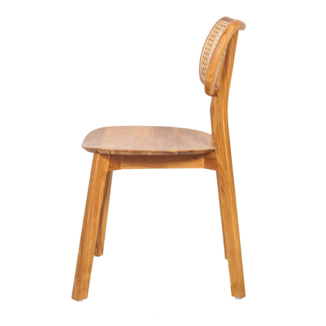 Silla la MOLA en madera maciza de teca y ratán natural acabado fino | bosco