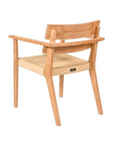 GT-6051A SILLA CON BRAZOS RAFALET DE 57 X 63 X 78H. MADERA TECA CON ASIENTO TRENZADO MJA020