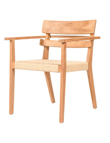 GT-6051A SILLA CON BRAZOS RAFALET DE 57 X 63 X 78H. MADERA TECA CON ASIENTO TRENZADO MJA020