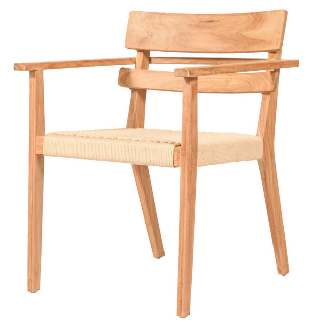GT-6051A SILLA CON BRAZOS RAFALET DE 57 X 63 X 78H. MADERA TECA CON ASIENTO TRENZADO MJA020