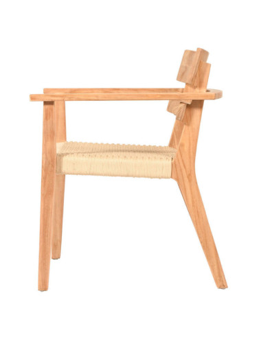 GT-6051A SILLA CON BRAZOS RAFALET DE 57 X 63 X 78H. MADERA TECA CON ASIENTO TRENZADO MJA020