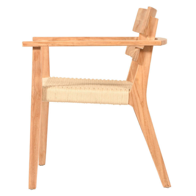 GT-6051A SILLA CON BRAZOS RAFALET DE 57 X 63 X 78H. MADERA TECA CON ASIENTO TRENZADO MJA020