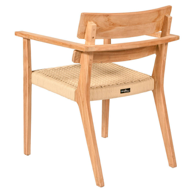 GT-6051A SILLA CON BRAZOS RAFALET DE 57 X 63 X 78H. MADERA TECA CON ASIENTO TRENZADO MJA020