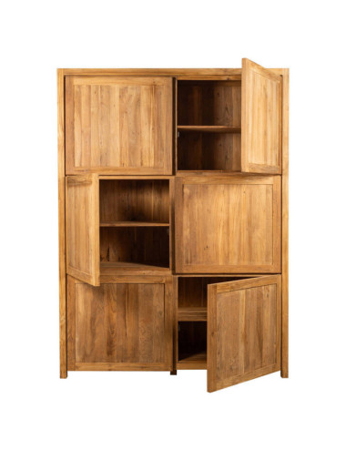 Armario Llucalari en madera de teca reciclada con 6 puertas| bosco
