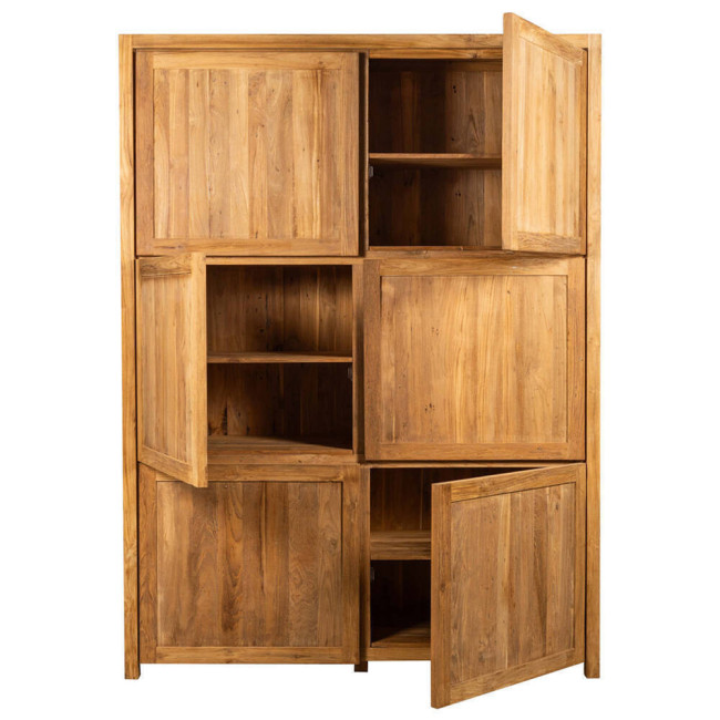Armario Llucalari en madera de teca reciclada con 6 puertas| bosco