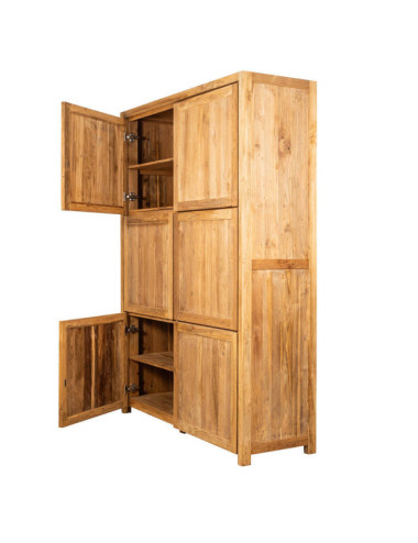 Armario Llucalari en madera de teca reciclada con 6 puertas| bosco