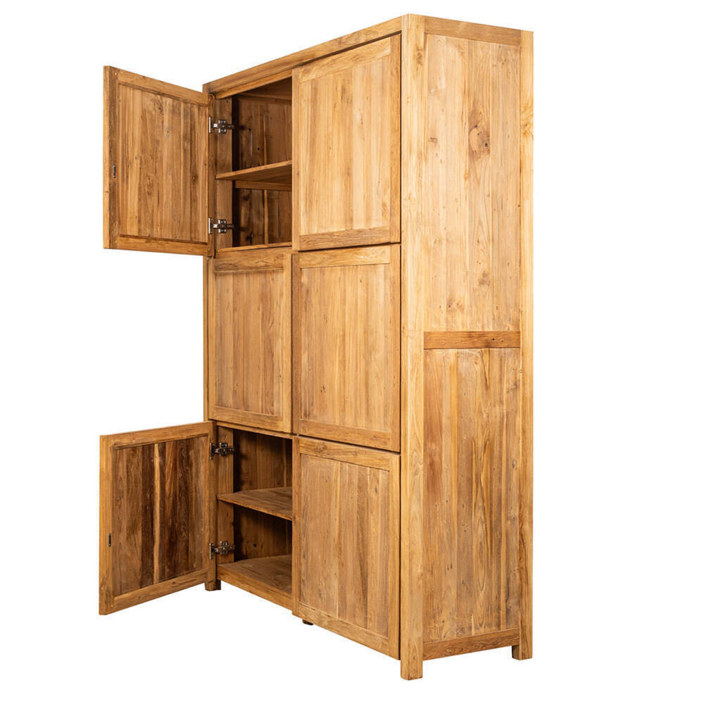 Armario Llucalari en madera de teca reciclada con 6 puertas| bosco